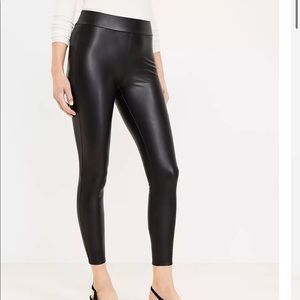 LOFT Faux Black Leather Leggings- Size Large Petite